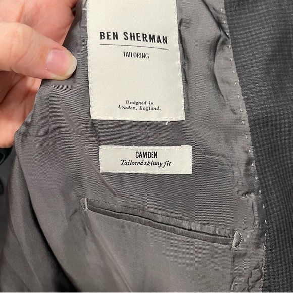 Ben Sherman Camden Tailored Skinny Fit Grey Wool Blazer Jacket Suiting 40R - Picture 8 of 8